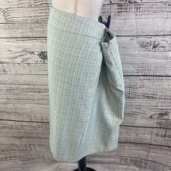 Evan Picone Skirt Plus sz 18 Green Plaid Tweed Straight Knee Suit Career Church - Picture 7 of 10